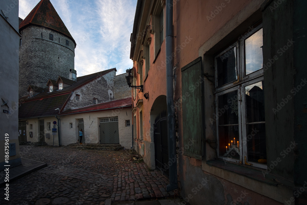 Streets of the old town of Tallinn. Estonia.