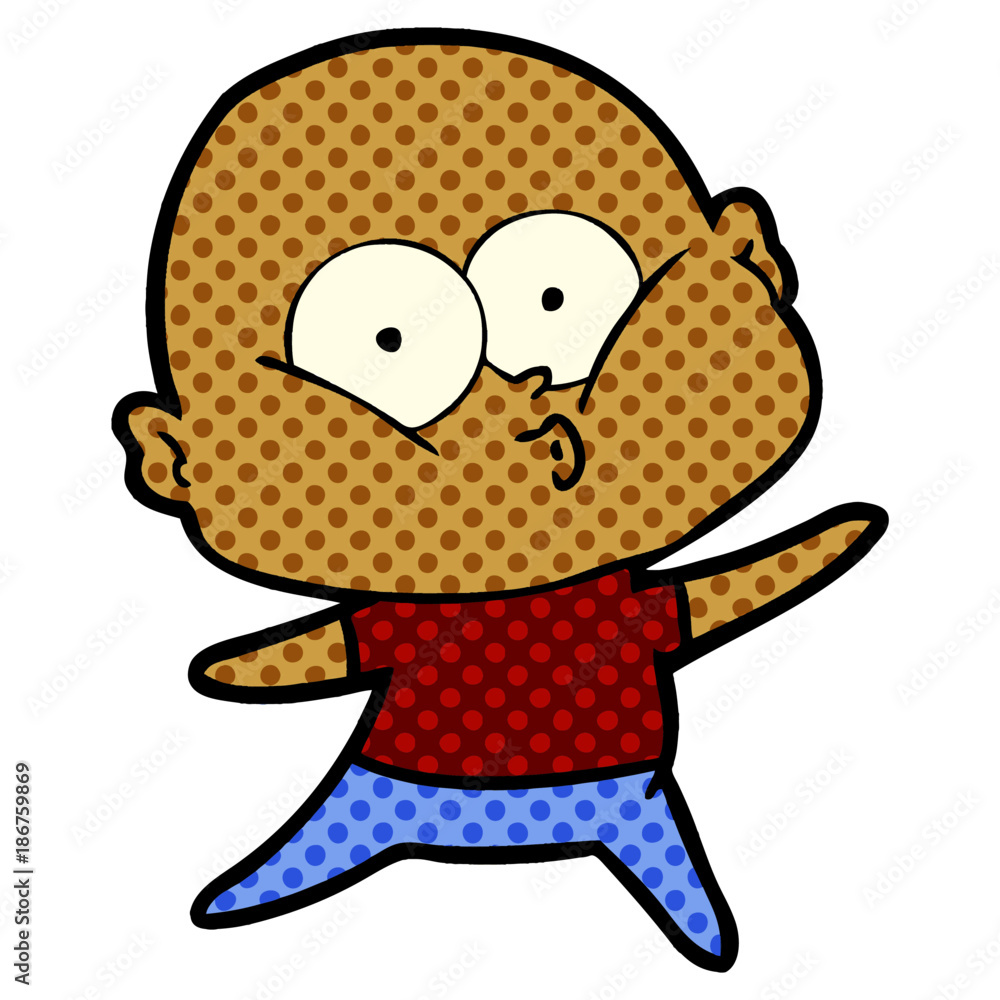 Obraz premium cartoon bald man staring