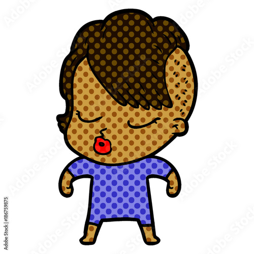 cartoon pretty hipster girl
