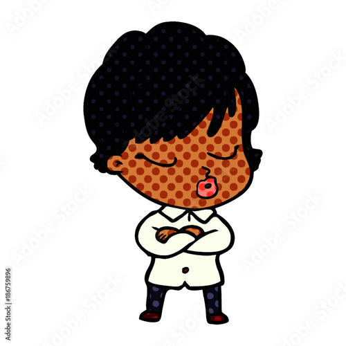 cartoon woman with eyes shut