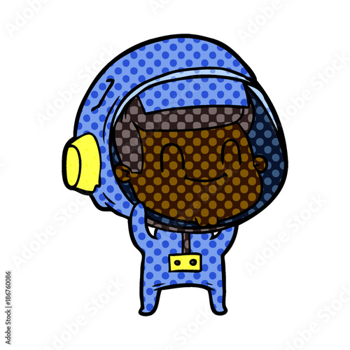 happy cartoon astronaut man