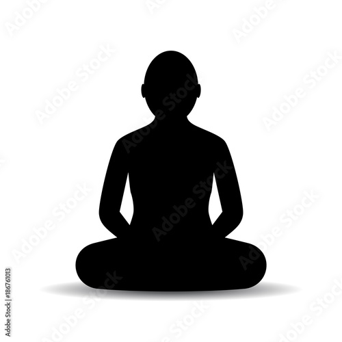 Sitting meditating person vector silhouette