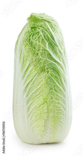 Head of fresh, green chinese cabbage isolated on a white background