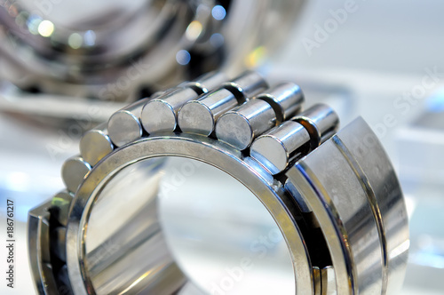 Industrial roller bearing on a light background