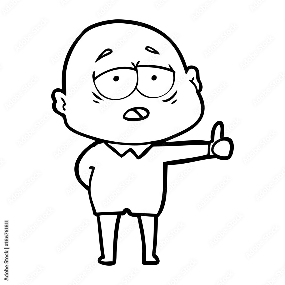 cartoon tired bald man cartoon tired bald man