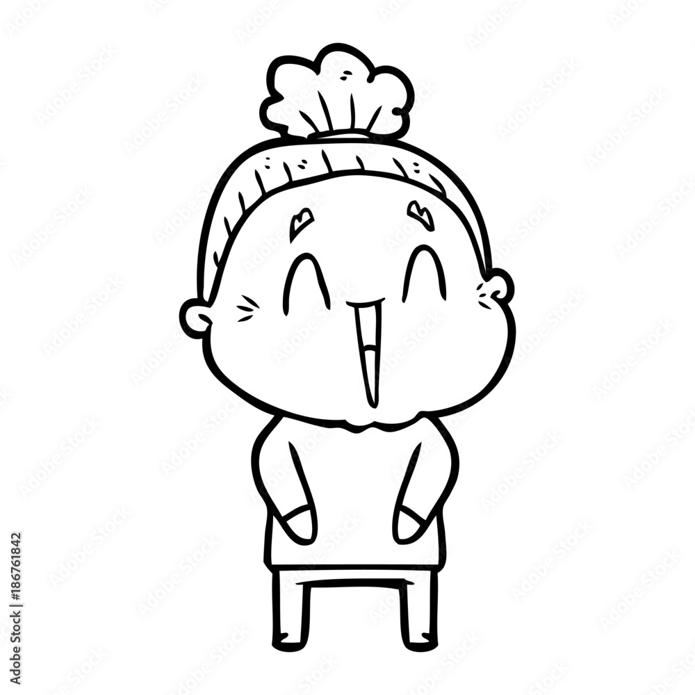 cartoon happy old lady