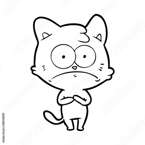 cartoon nervous cat