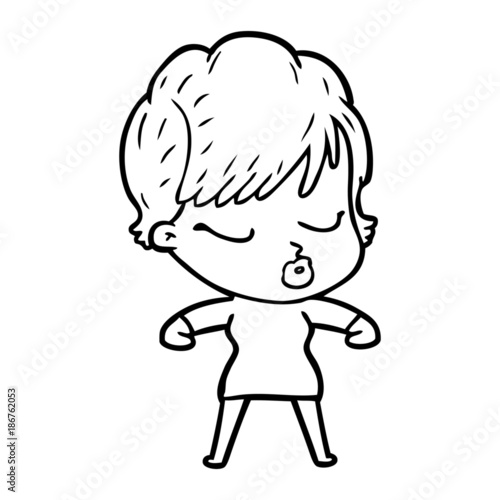cartoon woman with eyes shut