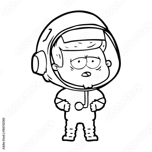 cartoon tired astronaut