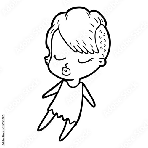 cartoon pretty hipster girl