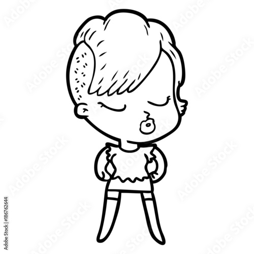cartoon pretty hipster girl