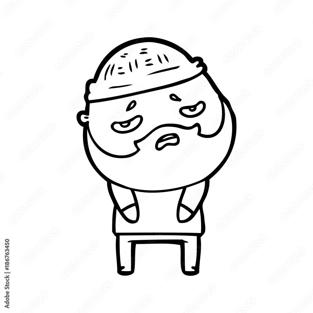 cartoon worried man with beard cartoon worried man with beard