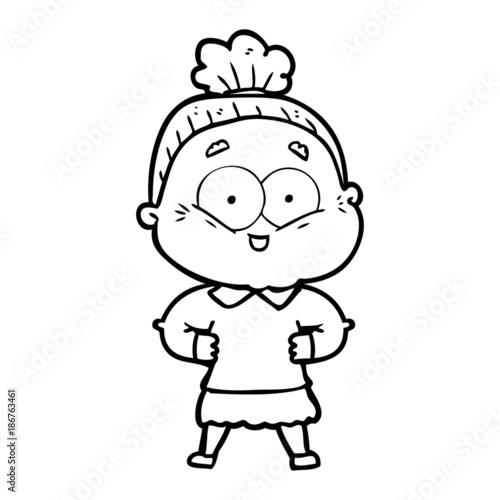 Wallpaper Mural cartoon happy old woman Torontodigital.ca