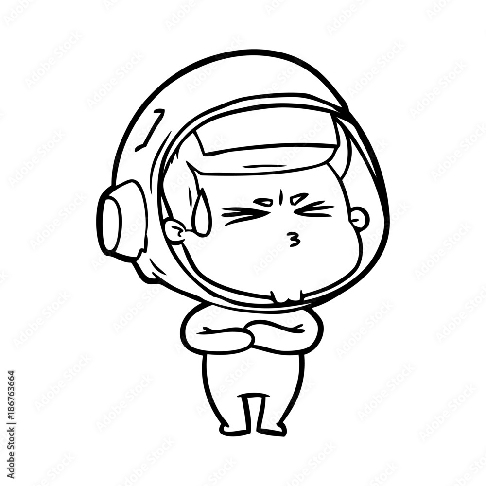 cartoon stressed astronaut