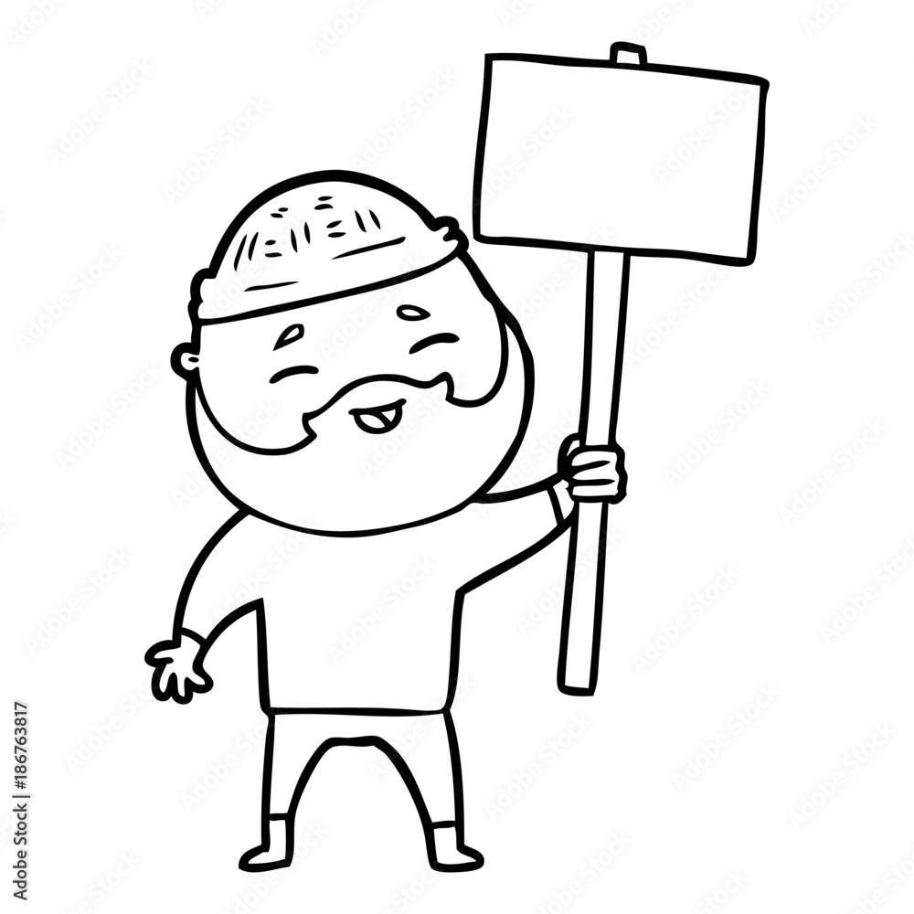 cartoon happy bearded man