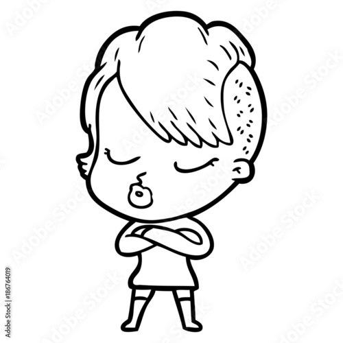 cartoon pretty hipster girl