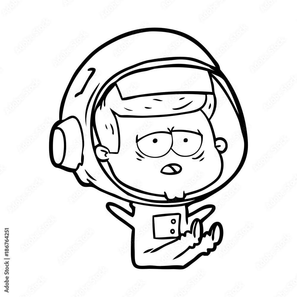 cartoon tired astronaut