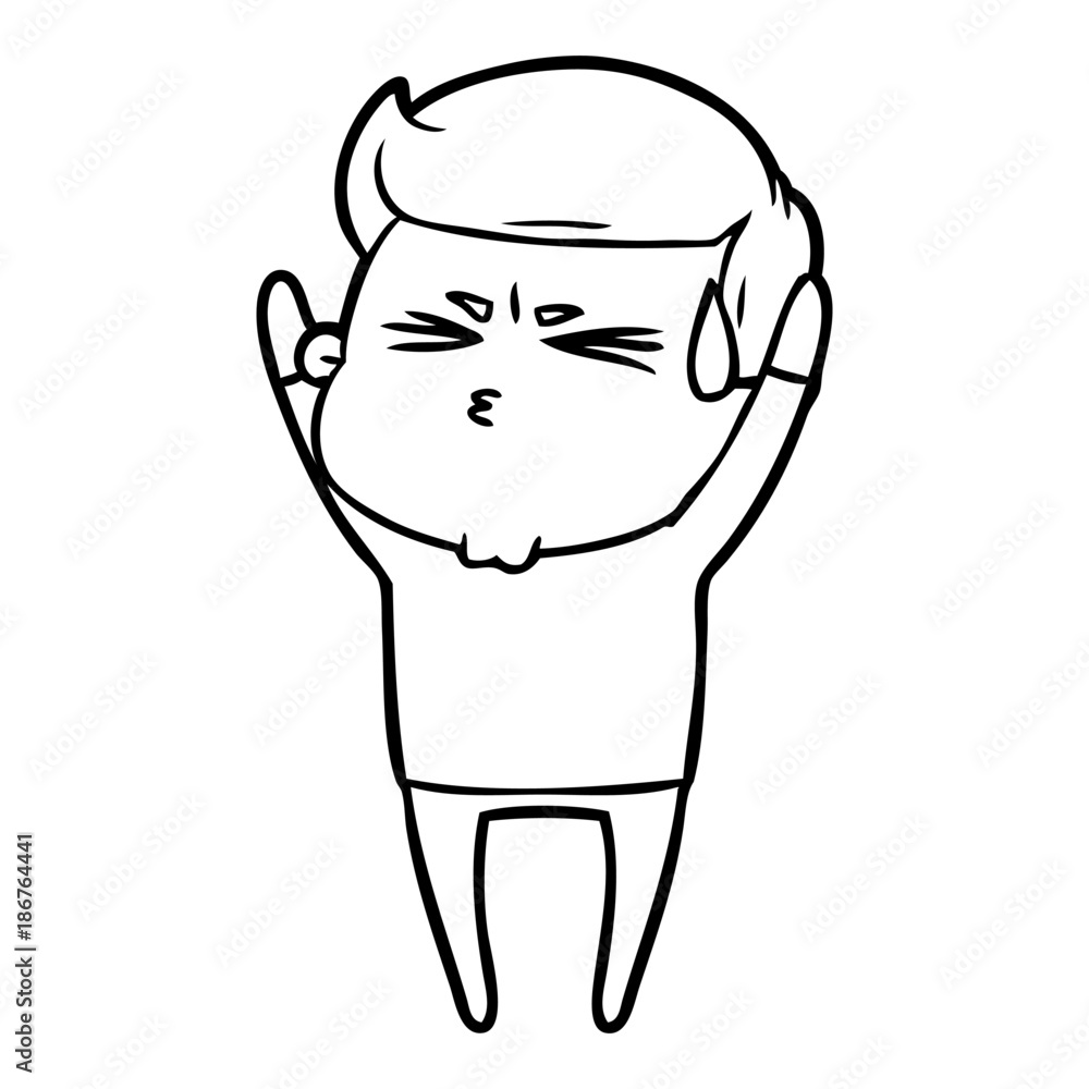 Obraz premium cartoon man sweating