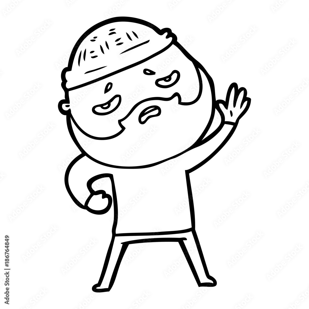 cartoon worried man with beard cartoon worried man with beard