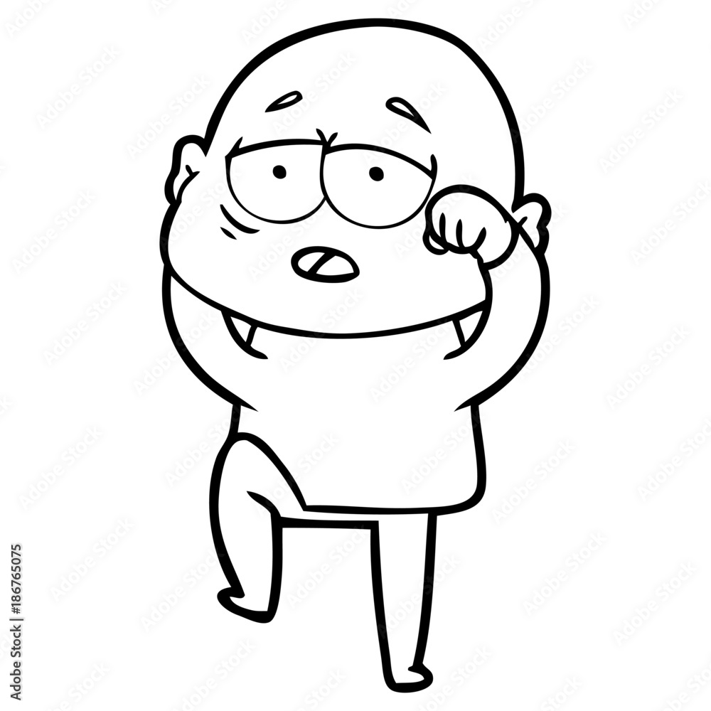 cartoon tired bald man cartoon tired bald man