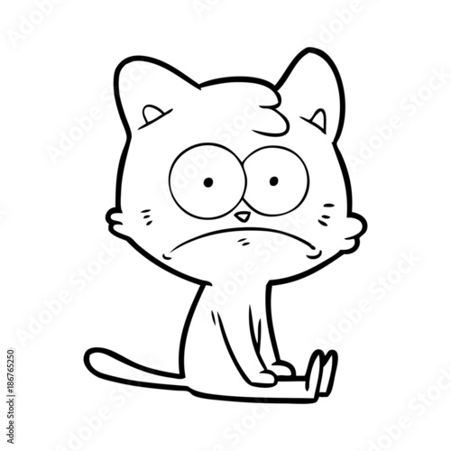 cartoon nervous cat