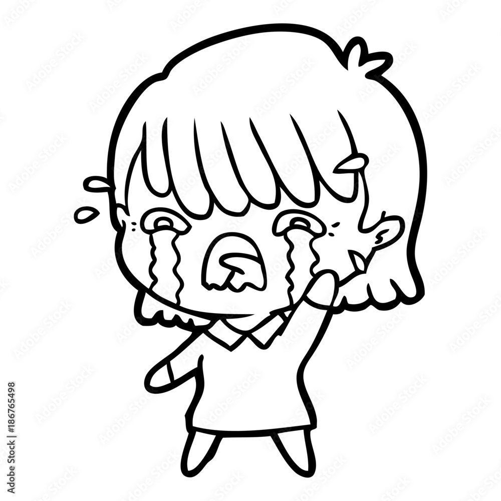 cartoon girl crying