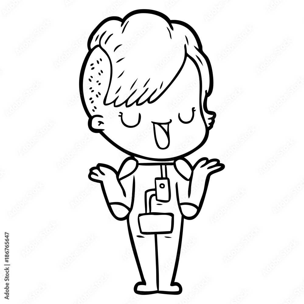 cute cartoon girl with hipster haircut cute cartoon girl with hipster haircut