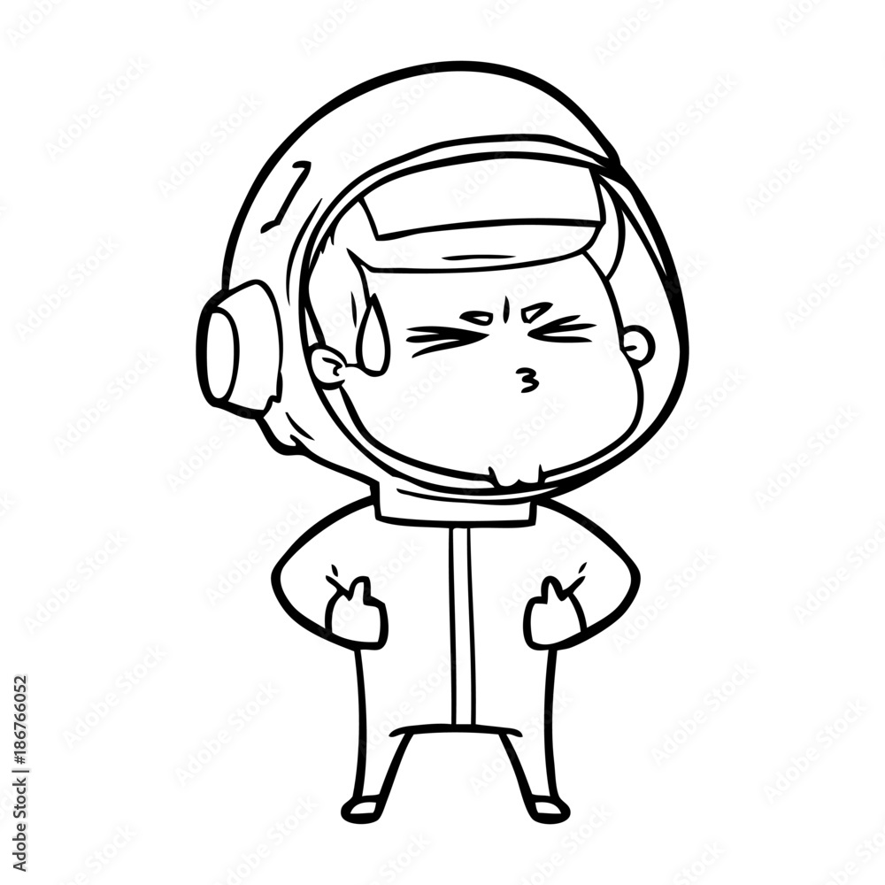 cartoon stressed astronaut