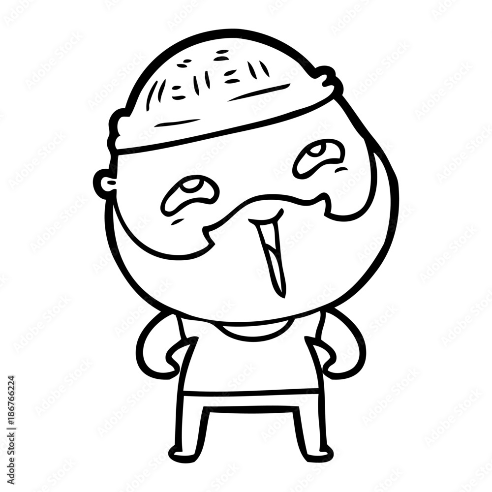 cartoon happy bearded man