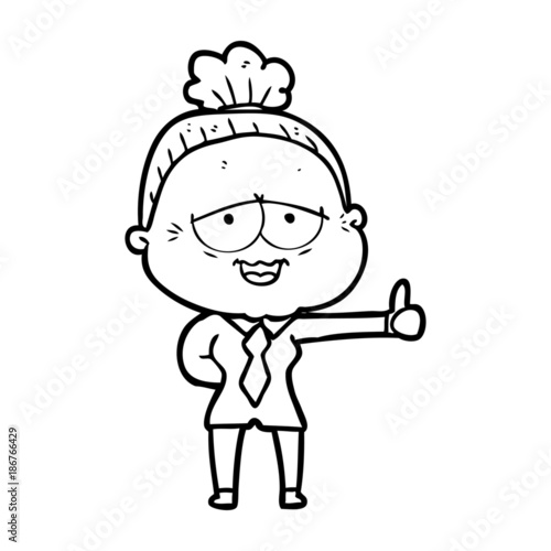 cartoon happy old lady