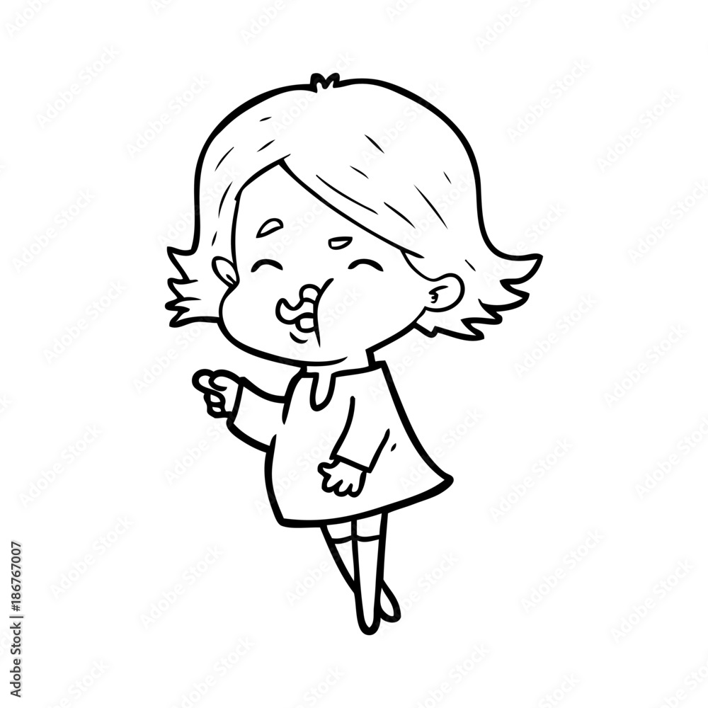 cartoon girl pulling face cartoon girl pulling face