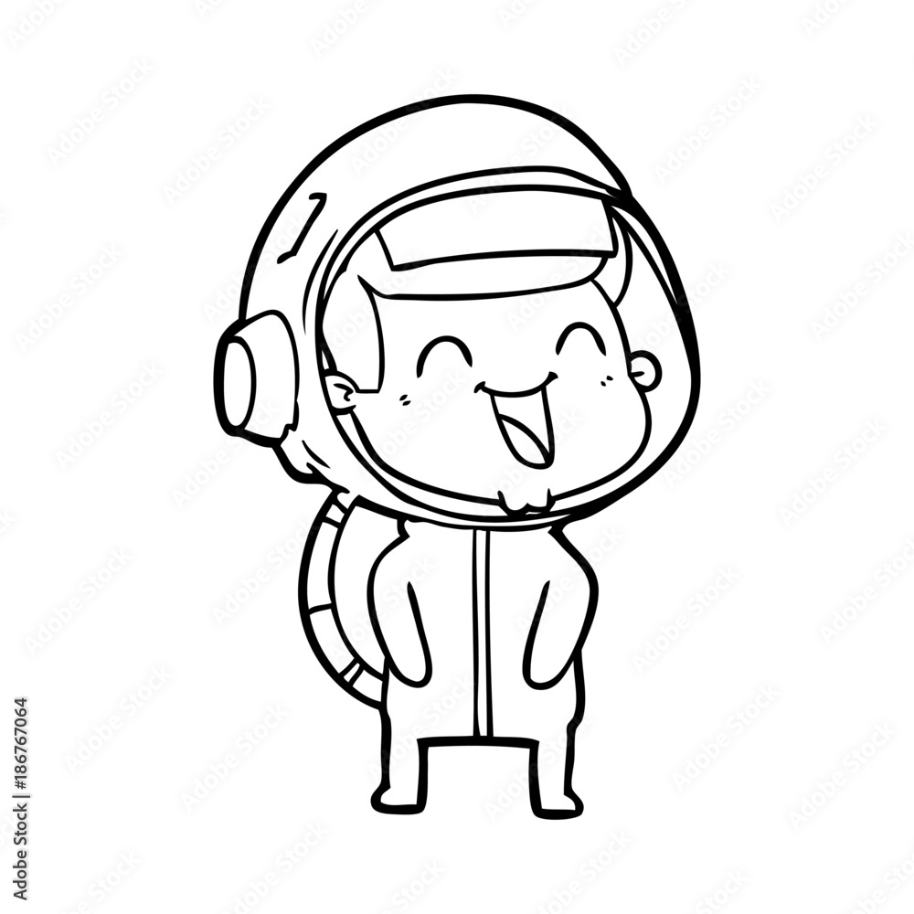 happy cartoon astronaut