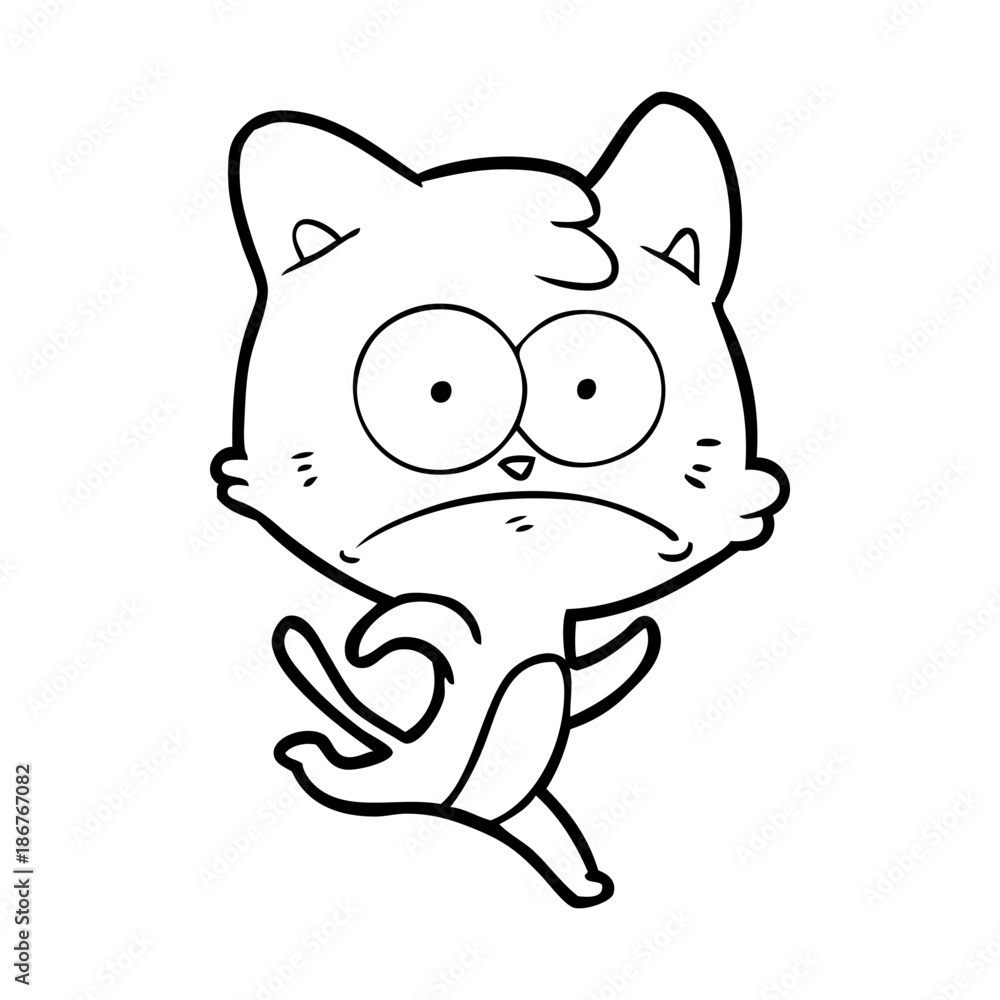 Obraz premium cartoon nervous cat