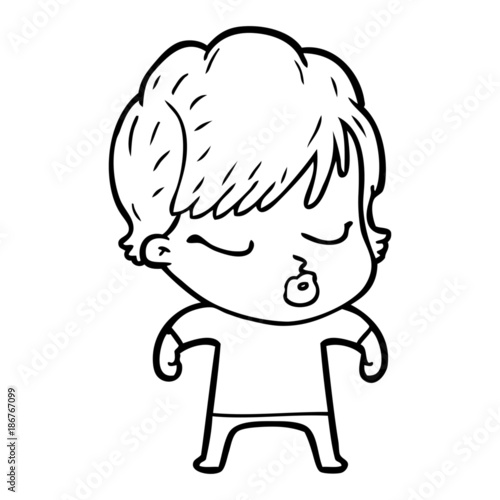 cartoon woman with eyes shut