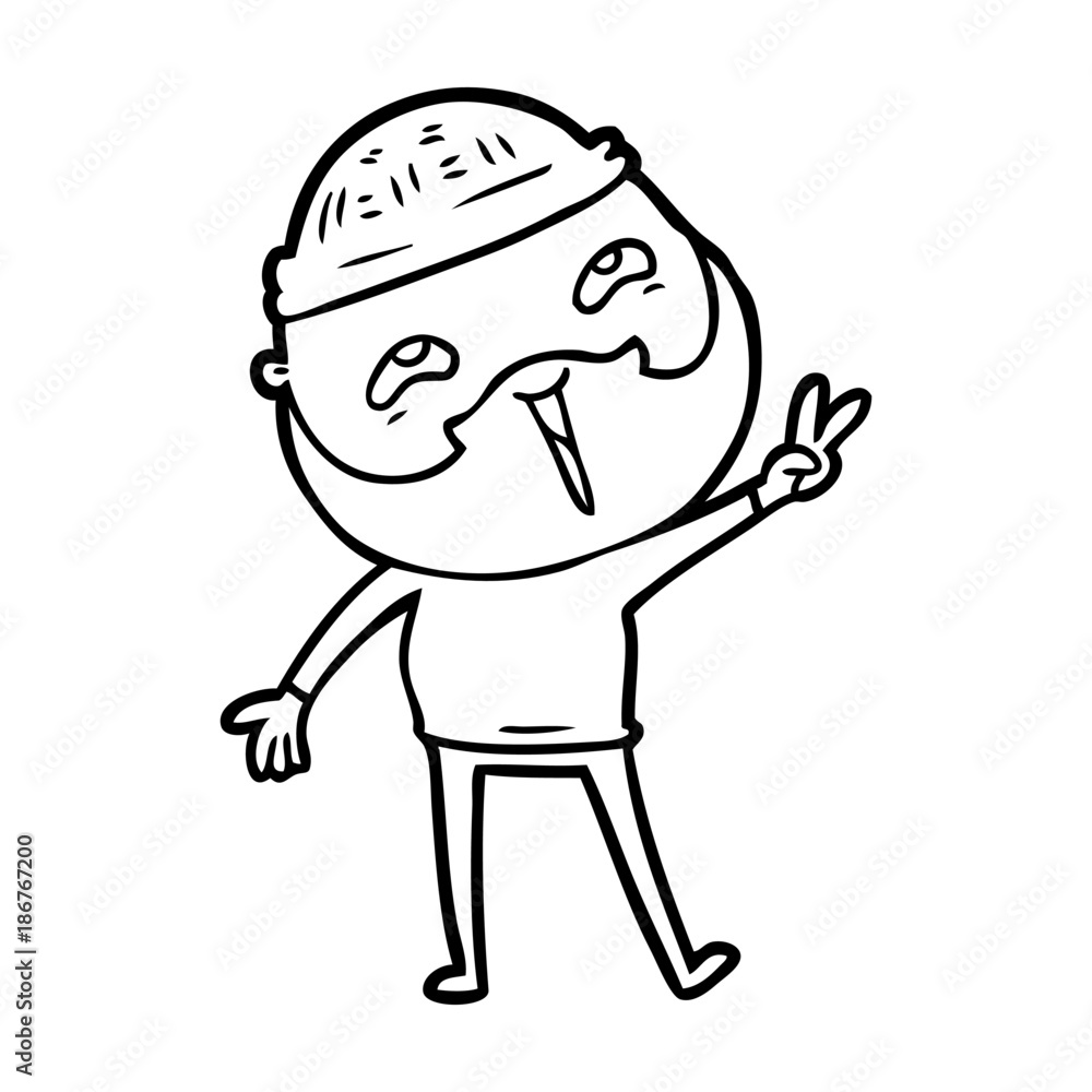 cartoon happy bearded man