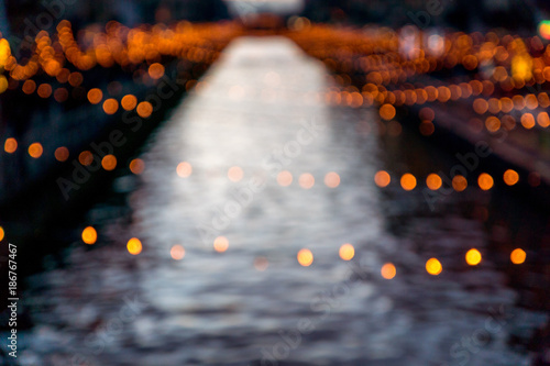 Bokee of Streetlights in Naviglio Grande at Sunset in Milano photo