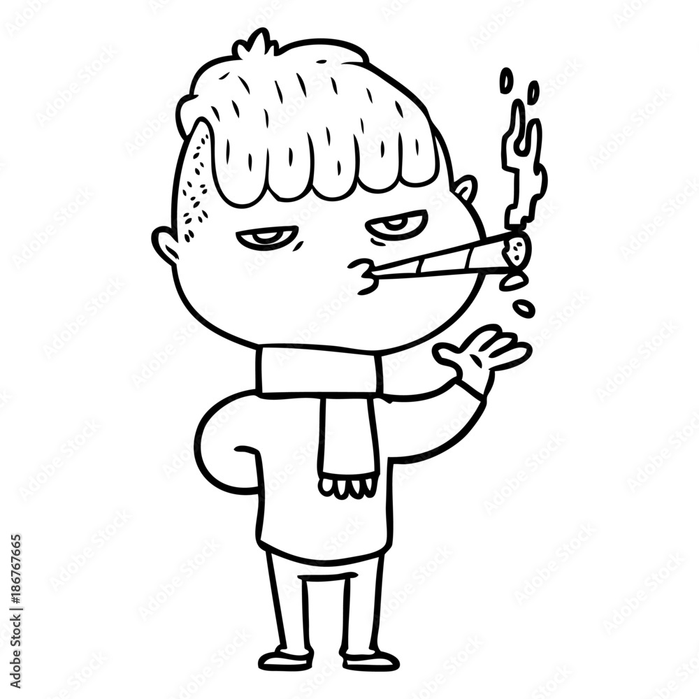 cartoon man smoking