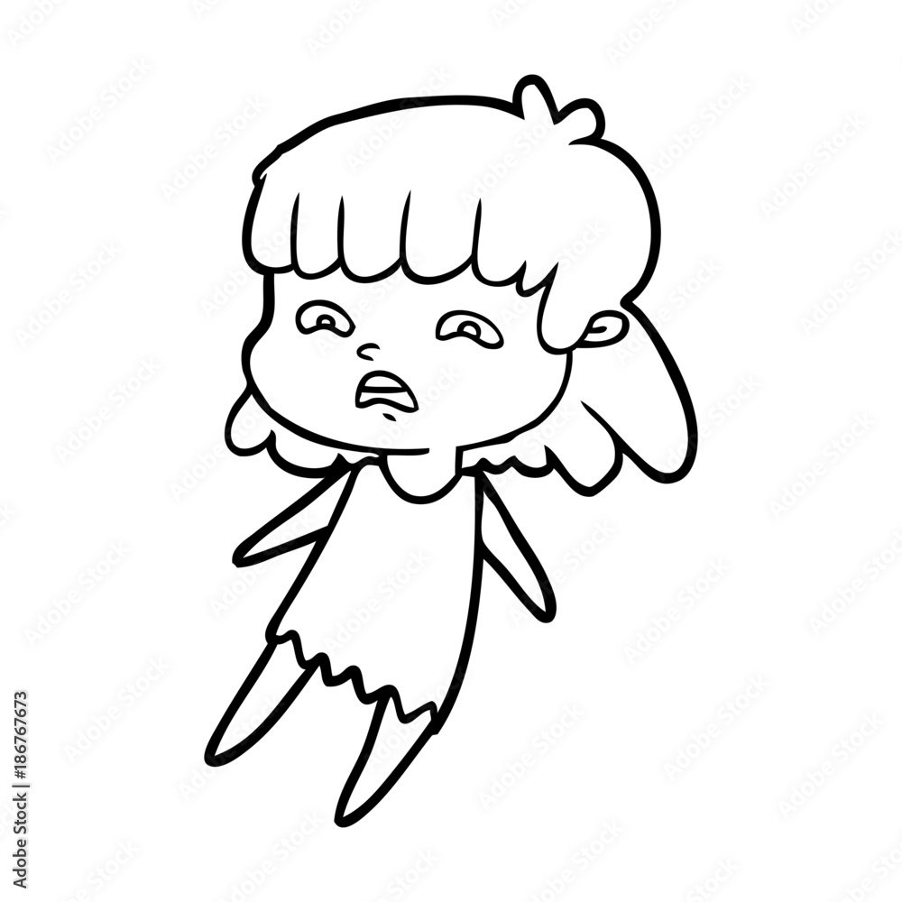 Fototapeta premium cartoon worried woman