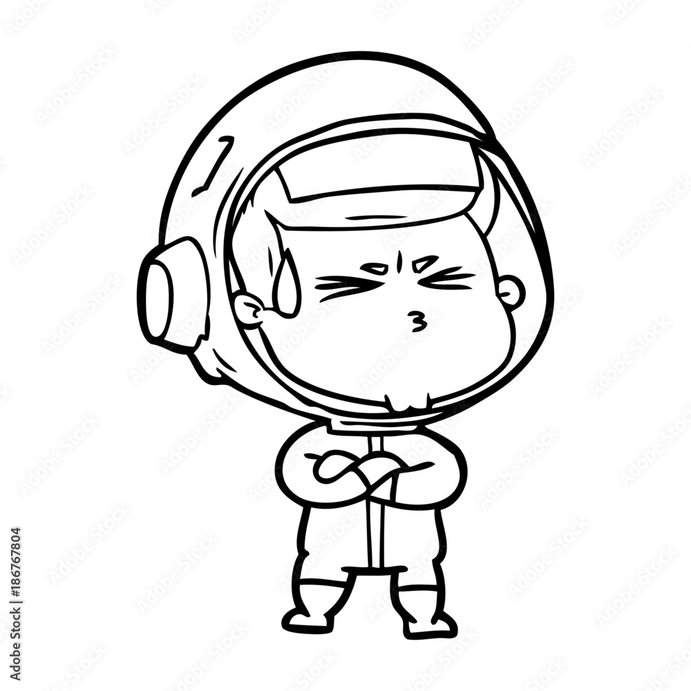 cartoon stressed astronaut