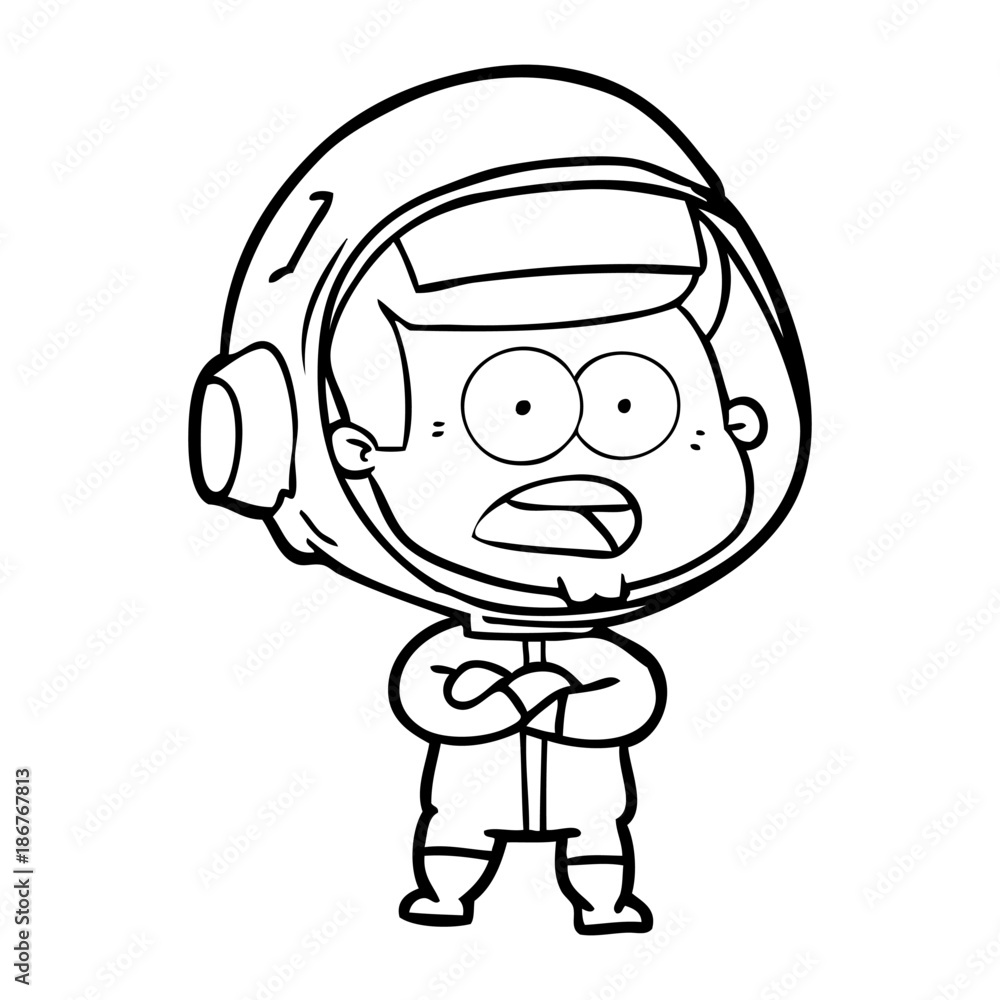 cartoon surprised astronaut