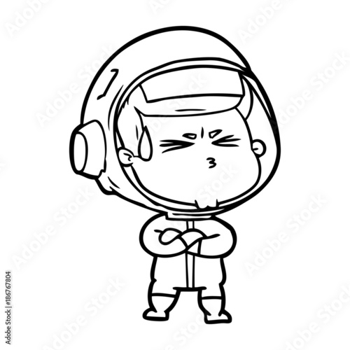 cartoon stressed astronaut