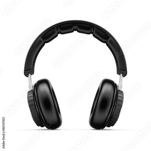 3D Rendering headphones isolated on white background