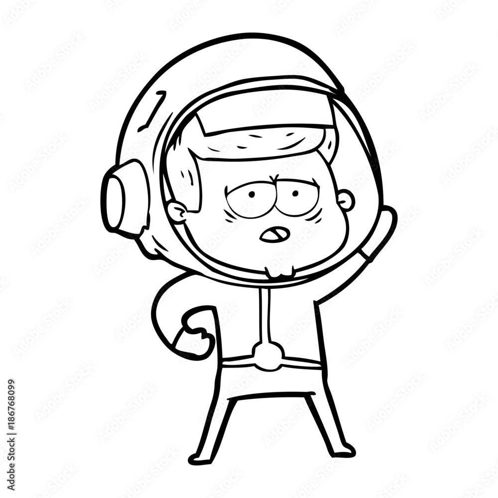 cartoon tired astronaut