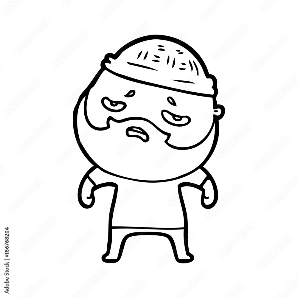 cartoon worried man with beard cartoon worried man with beard
