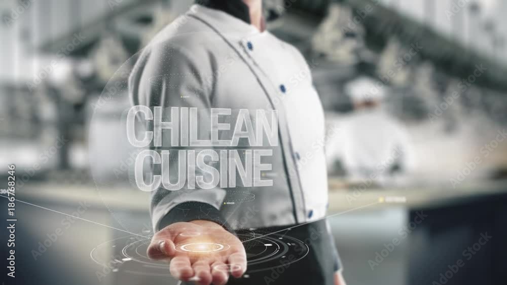 Chef holding in hand Chilean Cuisine Chef holding in hand Chilean Cuisine