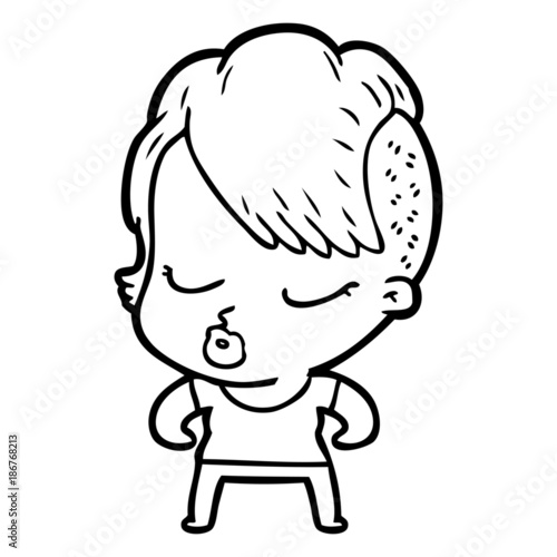 cartoon pretty hipster girl