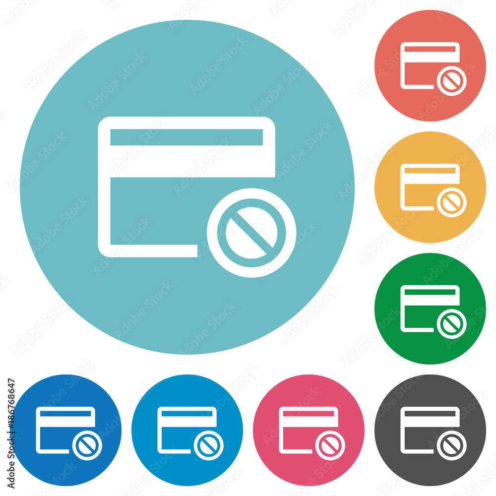 Credit card disabled flat round icons Credit card disabled flat round icons