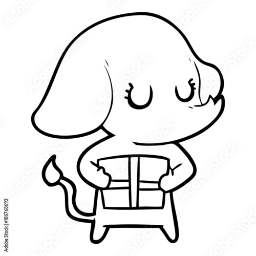 cute cartoon elephant with gift