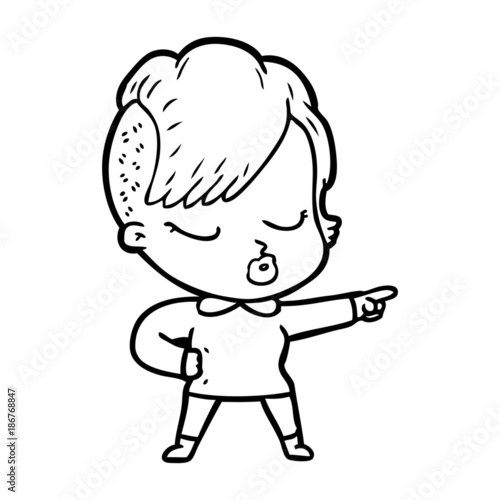 cartoon pretty hipster girl