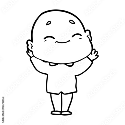 cartoon happy bald man